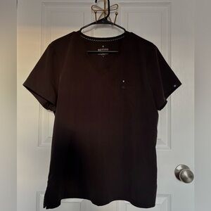 Beyond Scrubs Top - Women’s Black V-Neck Top Large